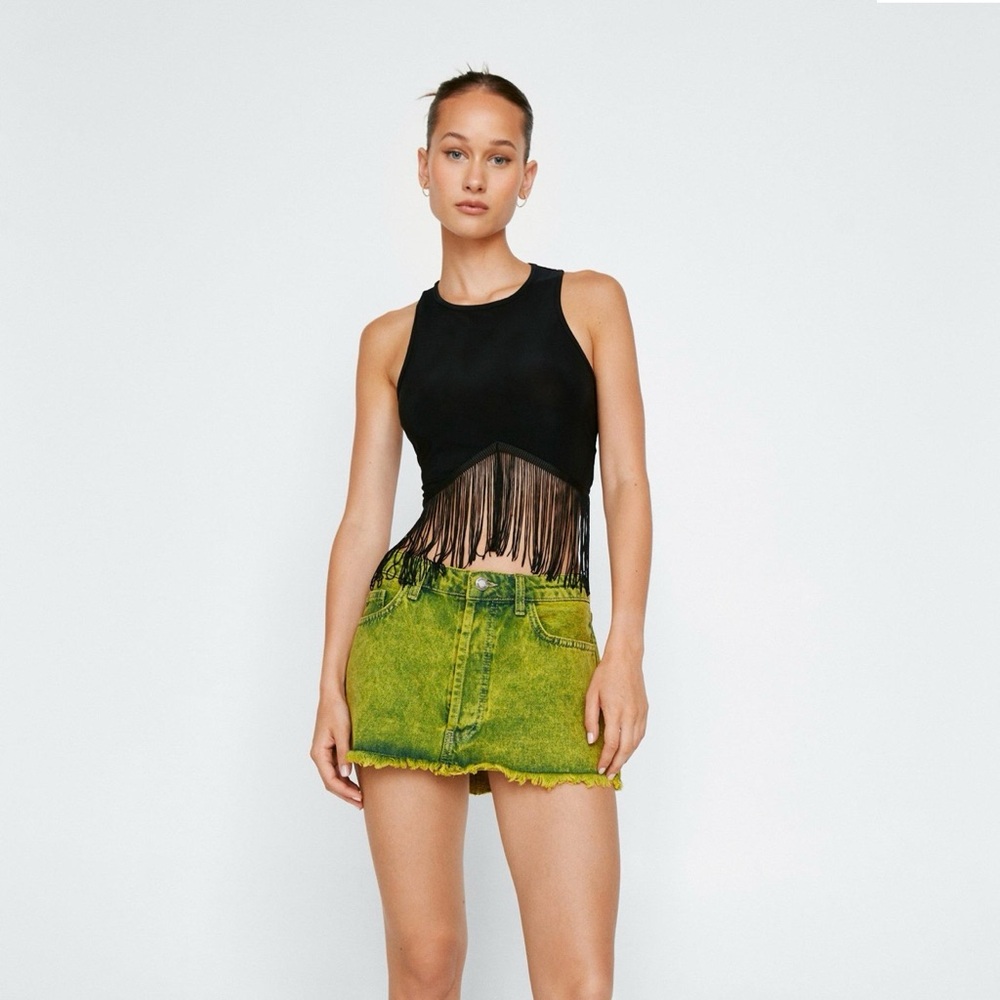 Nasty Gal Black Fringe Crop Top Size 6 - New Without Tags